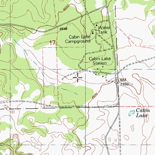 Topographic Map of Cabin Lake Ranger Station (historical), OR