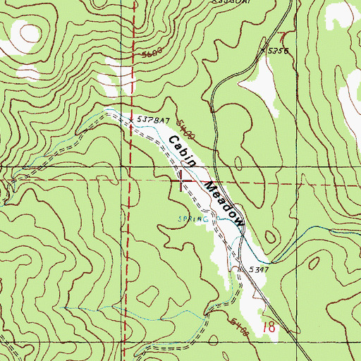 Topographic Map of Cabin Meadow, OR