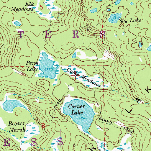 Topographic Map of Cabin Meadows, OR