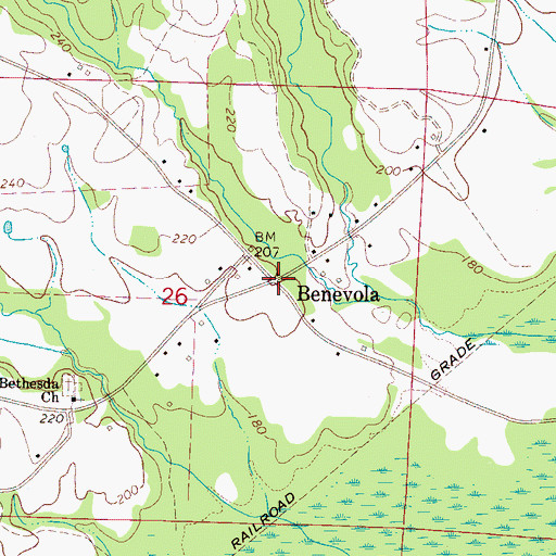 Topographic Map of Benevola, AL