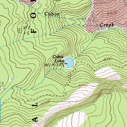 Topographic Map of Cabot Lake, OR