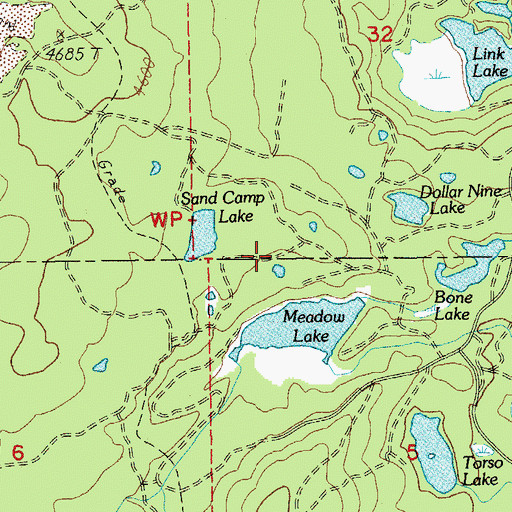 Topographic Map of Cache Lake Trail, OR