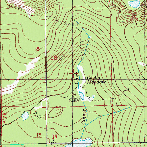 Topographic Map of Cache Meadow, OR