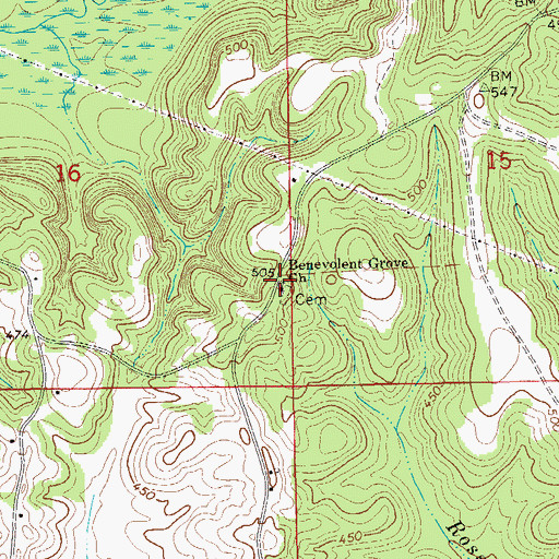 Topographic Map of Benevolent Grove Church, AL