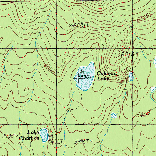 Topographic Map of Calamut Lake, OR