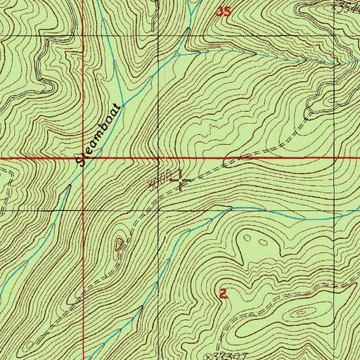 Topographic Map of Calapooya Way, OR