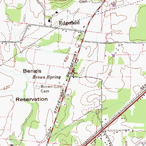 Topographic Map of Bengis Reservation, AL