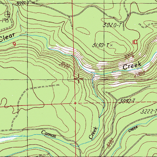 Topographic Map of Camas Creek, OR