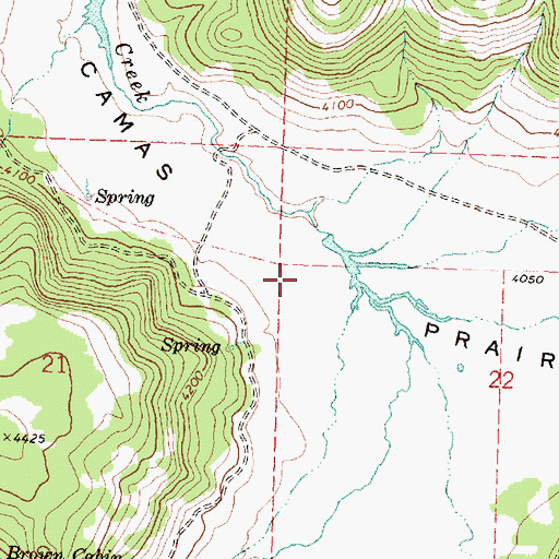 Topographic Map of Camas Prairie, OR