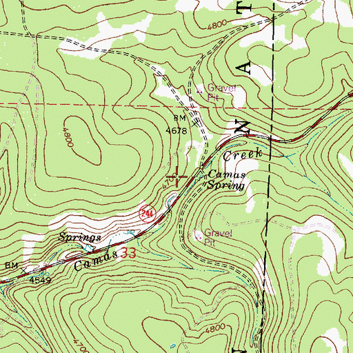Topographic Map of Camas Spring, OR