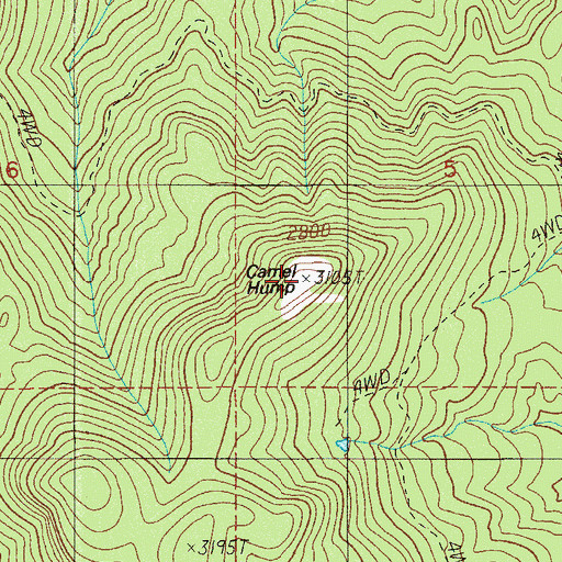Topographic Map of Camel Hump, OR