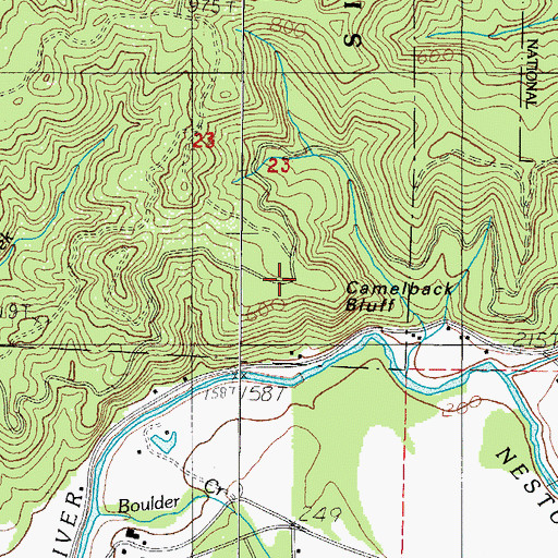 Topographic Map of Camelback Bluff, OR