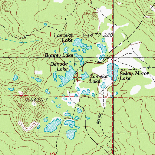 Topographic Map of Camelot Lake, OR