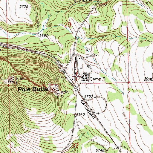 Topographic Map of Camp Nine, OR