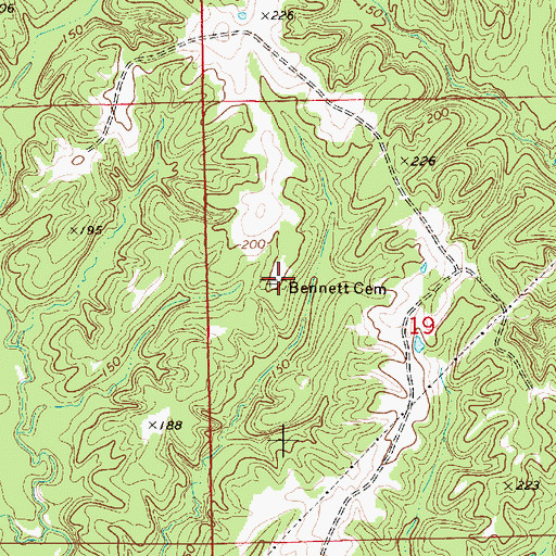 Topographic Map of Bennett Cemetery, AL