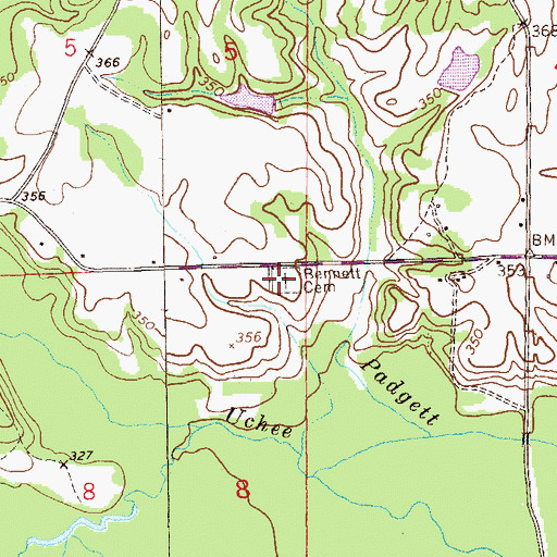 Topographic Map of Bennett Cemetery, AL