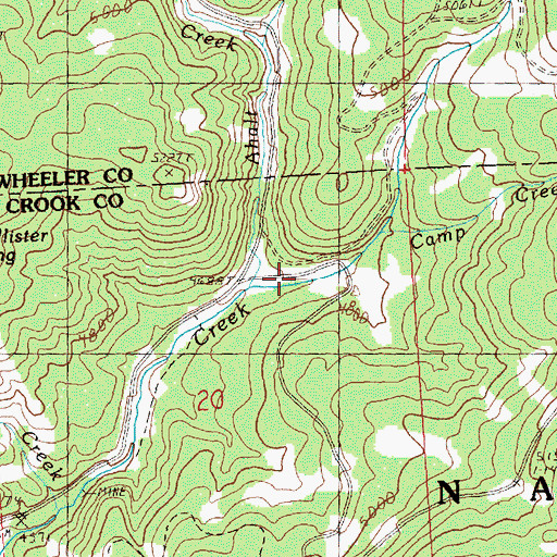 Topographic Map of Camp Creek, OR
