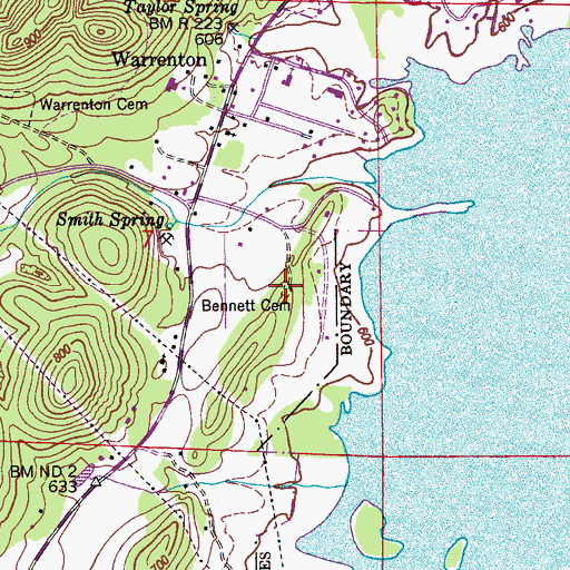 Topographic Map of Bennett Cemetery, AL