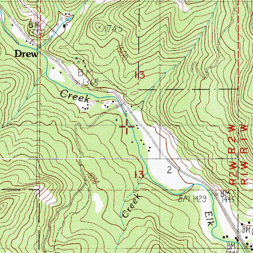 Topographic Map of Camp Creek, OR
