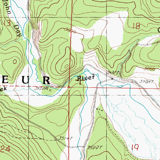 Topographic Map of Camp Creek, OR
