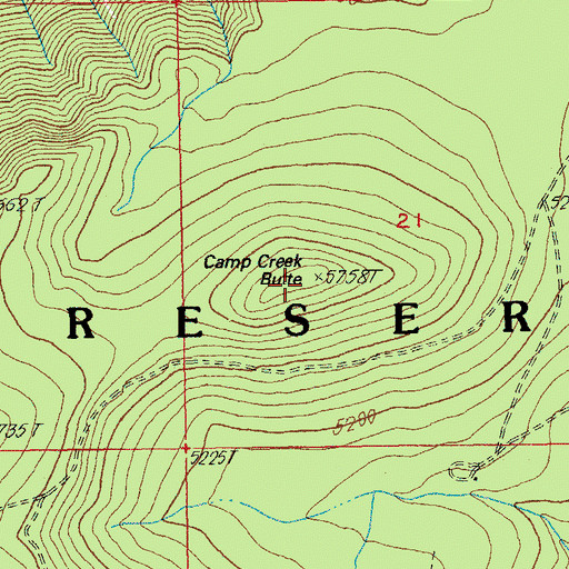 Topographic Map of Camp Creek Butte, OR