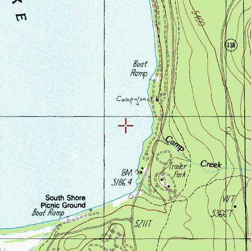 Topographic Map of Camp Creek Forest Camp, OR