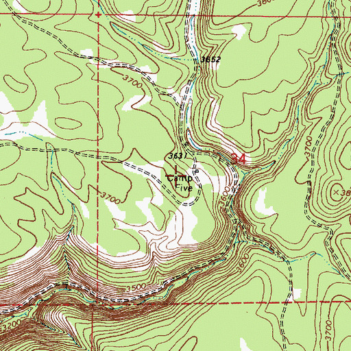 Topographic Map of Camp Five, OR