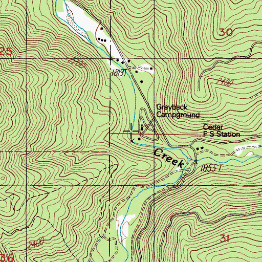 Topographic Map of Grayback Campground, OR