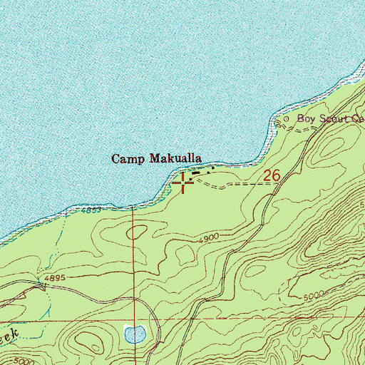 Topographic Map of Camp Makualla, OR