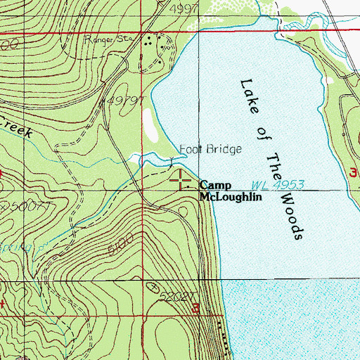 Topographic Map of Camp McLoughlin, OR