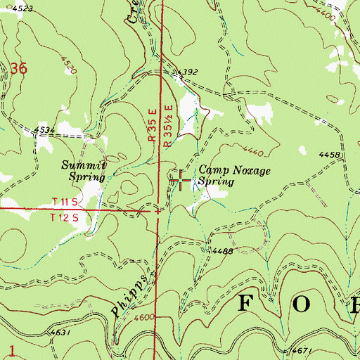 Topographic Map of Camp Noxage Spring, OR