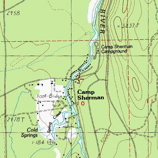 Topographic Map of Camp Sherman, OR