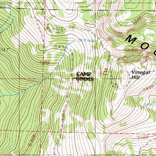 Topographic Map of Camp Simms, OR