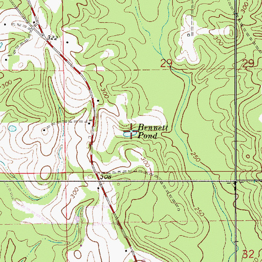 Topographic Map of Bennett Pond, AL