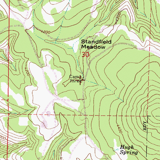 Topographic Map of Camp Three, OR