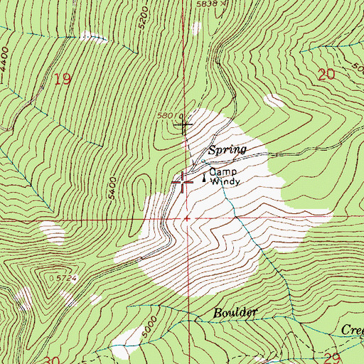 Topographic Map of Camp Windy Recreation Site, OR