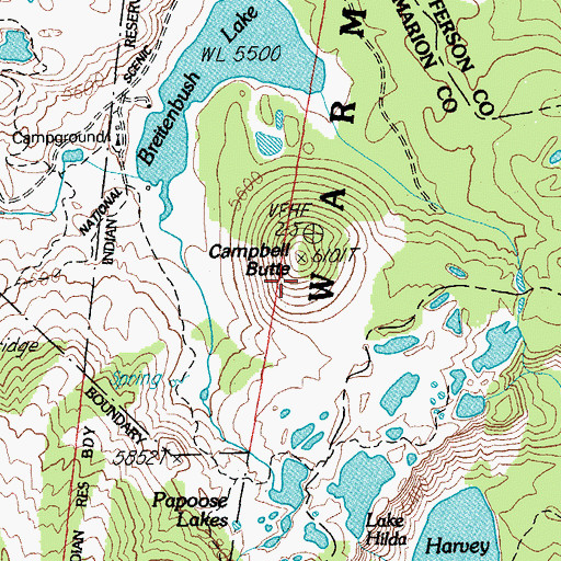 Topographic Map of Campbell Butte, OR