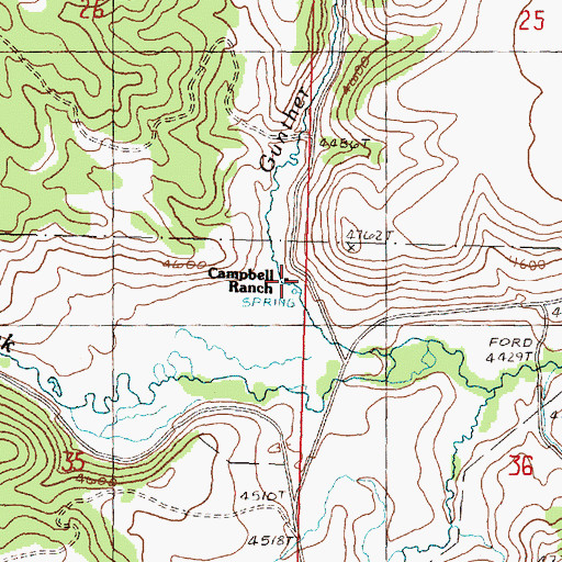 Topographic Map of Campbell Ranch, OR