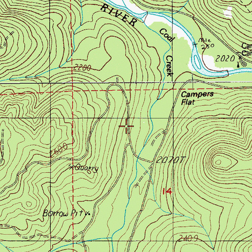 Topographic Map of Campers Flat, OR