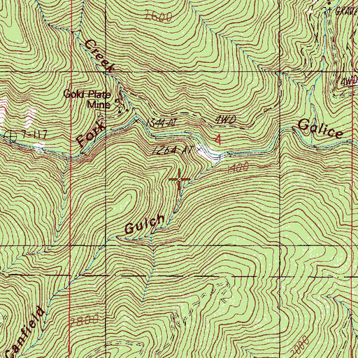 Topographic Map of Canfield Gulch, OR