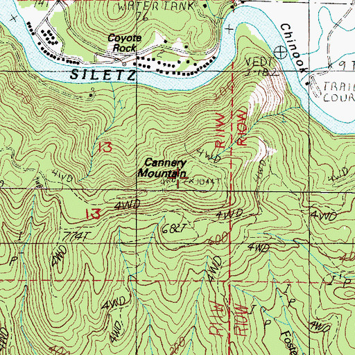 Topographic Map of Cannery Mountain, OR