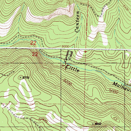 Topographic Map of Canteen Creek, OR