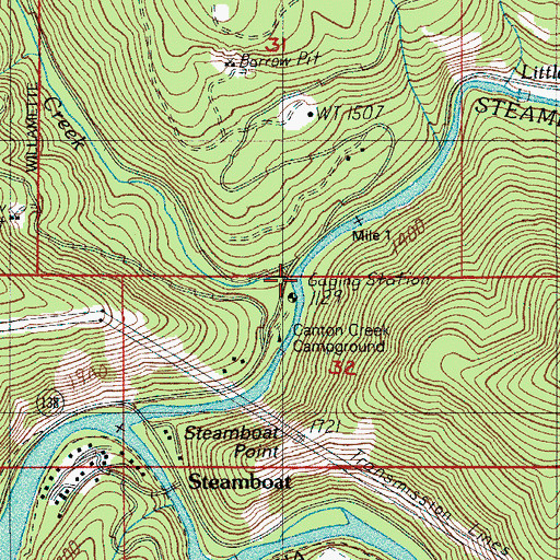 Topographic Map of Canton Creek, OR