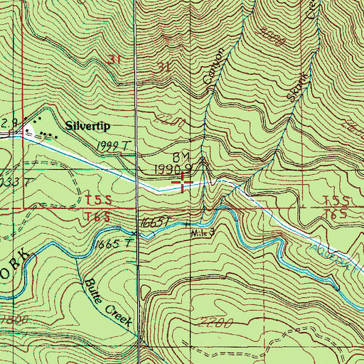 Topographic Map of Canyon Creek, OR