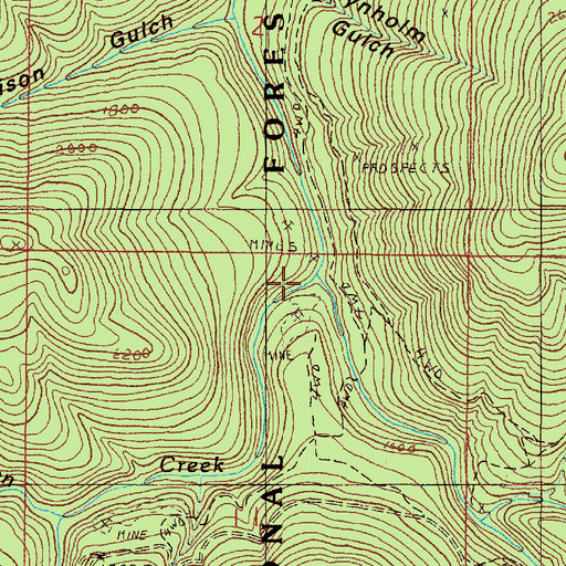 Topographic Map of Canyon Creek, OR