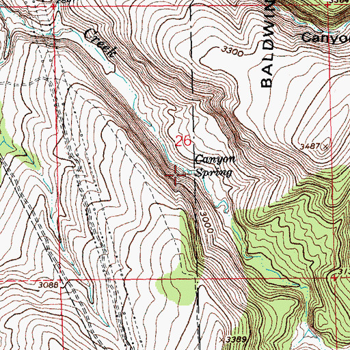 Topographic Map of Canyon Spring, OR