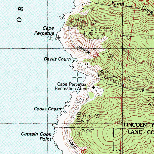 Topographic Map of Cape Creek, OR