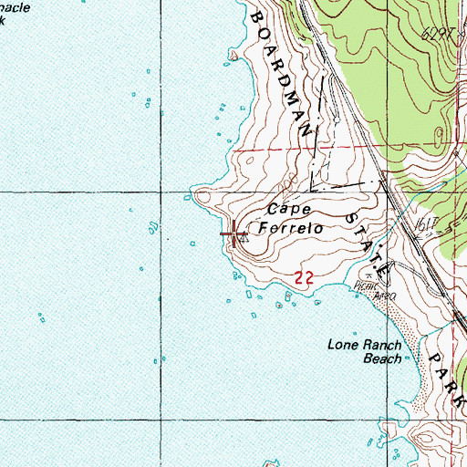 Topographic Map of Cape Ferrelo, OR