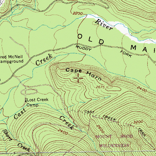Topographic Map of Cape Horn, OR
