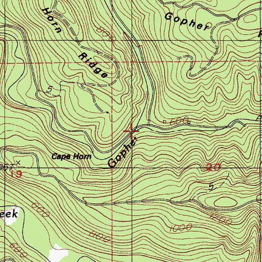 Topographic Map of Cape Horn Creek, OR